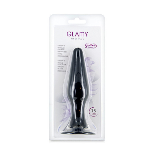 Plug anal noir 15cm avec ventouse 